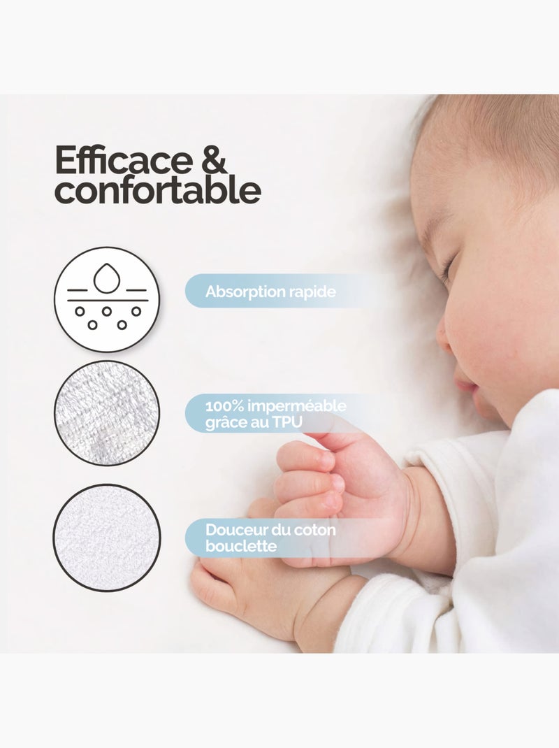 Alèse, protège matelas imperméable et respirant - Coton et TPU - Monsieur Bébé Blanc Blanc - Kiabi