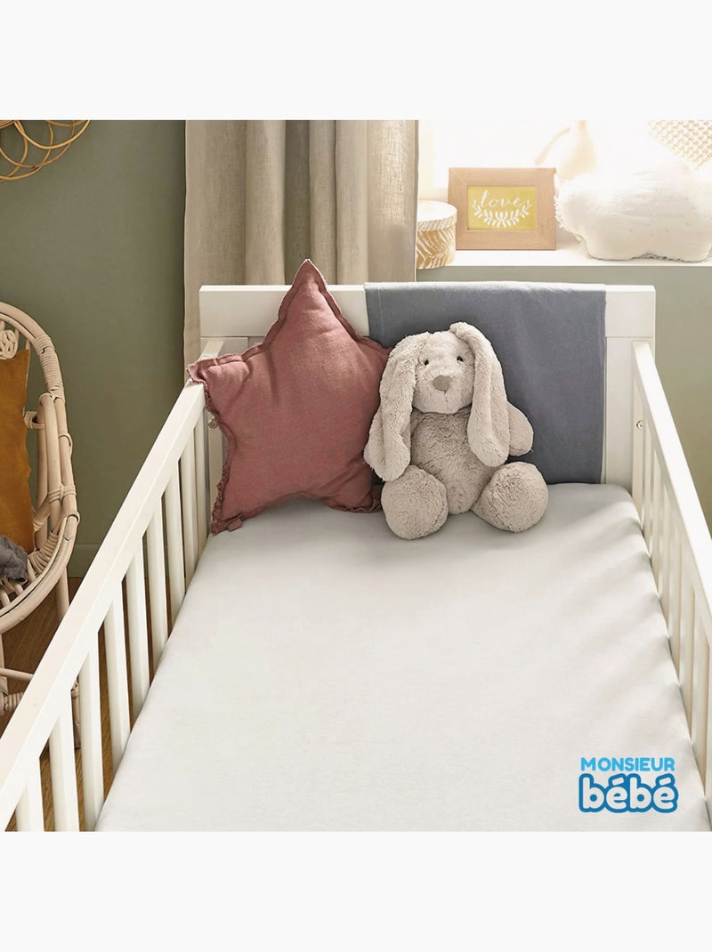 Alèse, protège matelas imperméable et respirant - Coton et TPU - Monsieur Bébé Blanc Blanc - Kiabi