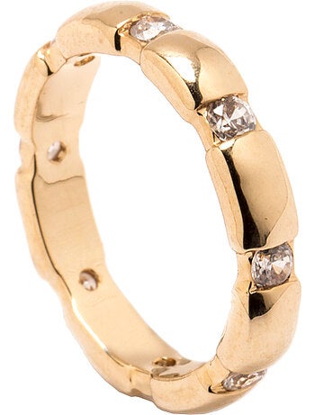 Alliance alternée plaqué or et zirconias