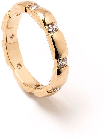 Alliance alternée plaqué or et zirconias