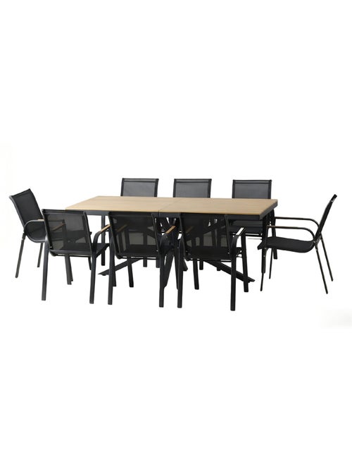 ALMADA Ensemble de jardin table 190cm effet bois + 8 fauteuils - Kiabi ALMADA Ensemble de jardin table 190cm effet bois + 8 fauteuils - Kiabi