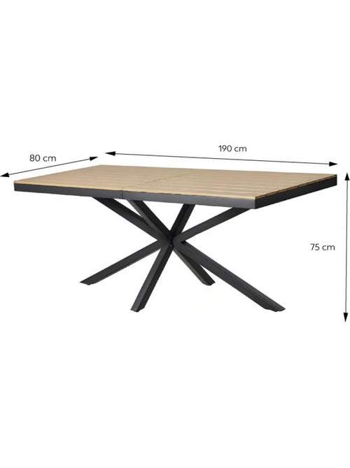ALMADA Ensemble de jardin table 190cm effet bois + 8 fauteuils - Kiabi ALMADA Ensemble de jardin table 190cm effet bois + 8 fauteuils - Kiabi
