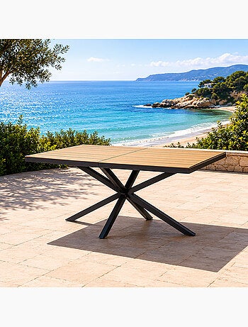 ALMADA Table de jardin 8 places effet bois 190cm
