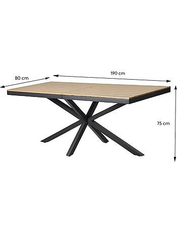ALMADA Table de jardin 8 places effet bois 190cm