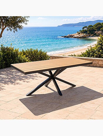 ALMADA Table de jardin 8 places effet bois 190cm