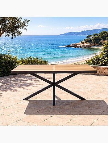 ALMADA Table de jardin 8 places effet bois 190cm