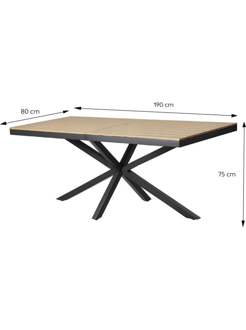 ALMADA Table de jardin 8 places effet bois 190cm Marron - Kiabi