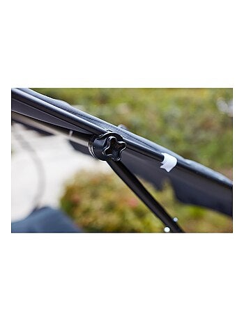 Aloha gris : transat 2 personnes avec pare-soleil en tissu Oxford