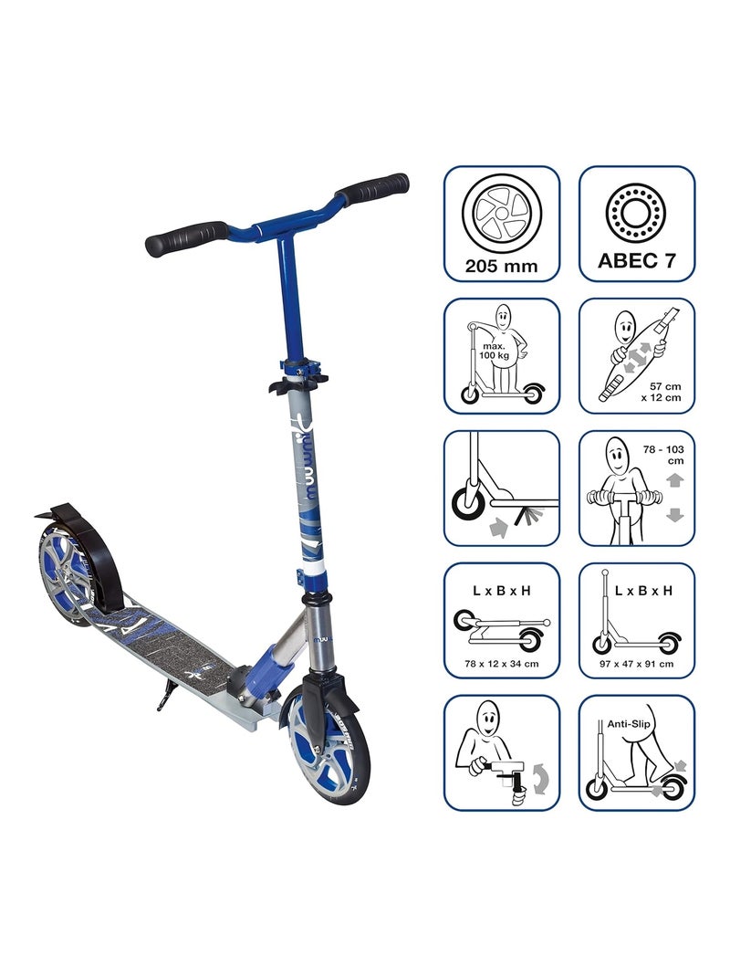Aluminium Trottinette Deluxe 205 mm gris-Bleu Gris Bleu - Kiabi