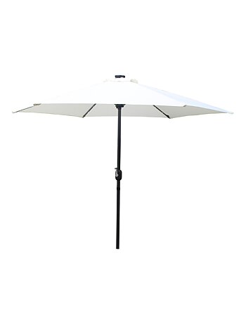 AMALFI - Parasol circulaire 2.7m droit avec LED écru en aluminium