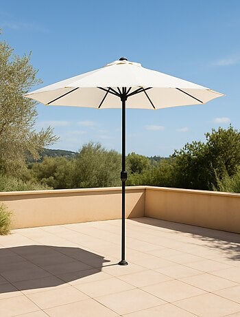AMALFI - Parasol circulaire 2.7m droit avec LED écru en aluminium