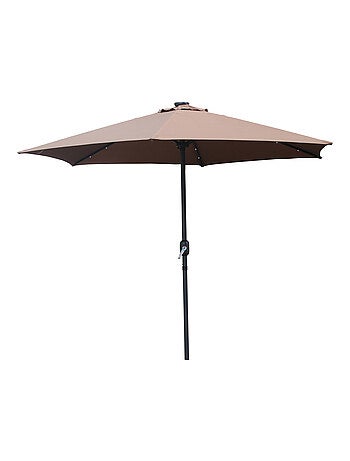 AMALFI - Parasol circulaire 2.7m droit avec LED écru en aluminium