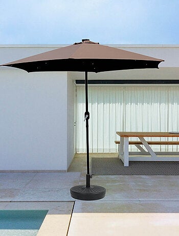 AMALFI - Parasol circulaire 2.7m droit avec LED écru en aluminium