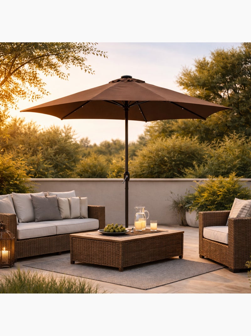 AMALFI Parasol  marron  rond 2,66 x 2,66 m led Gris Marron - Kiabi