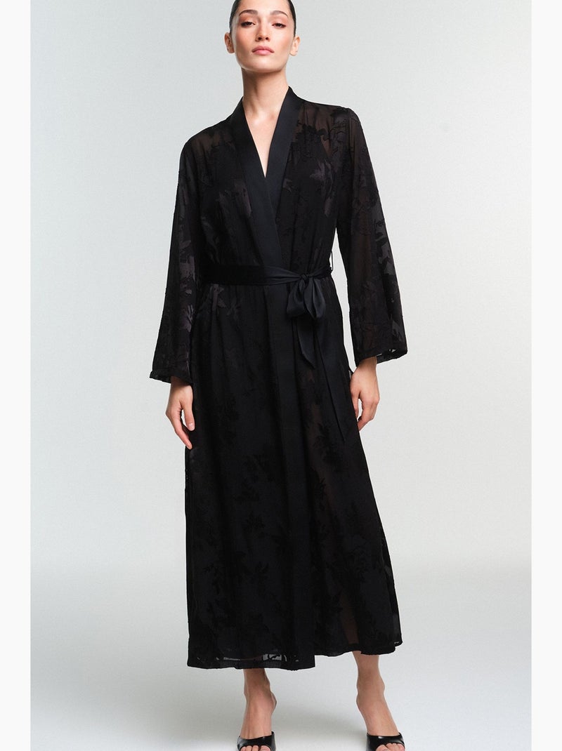 Amara robe de chambre à manches longues penti Noir - Kiabi