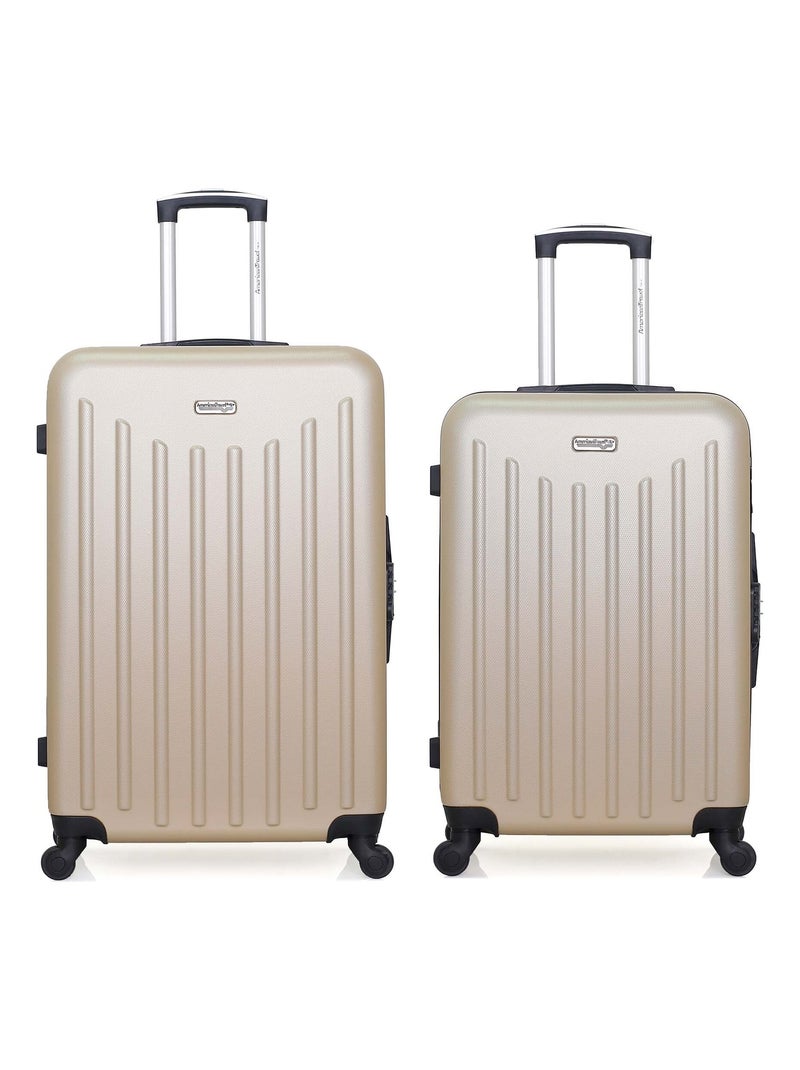 AMERICAN TRAVEL - Lot de 2 - Valise grand format et valise weekend BROOKLYN Beige - Kiabi