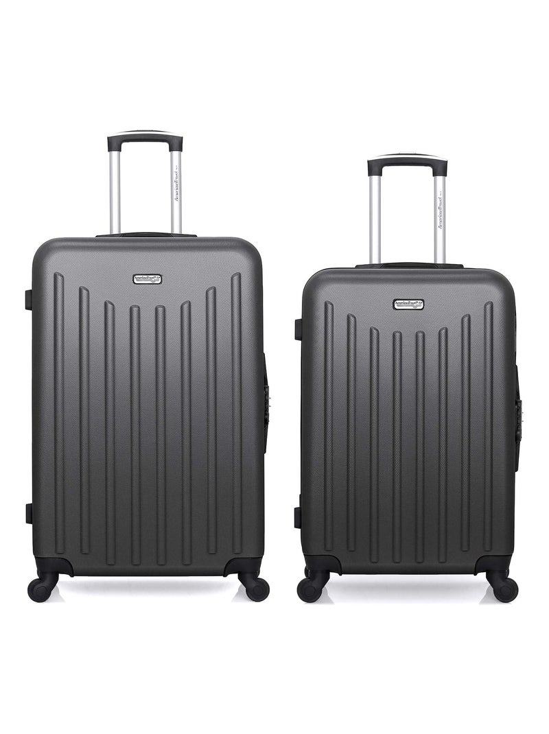 AMERICAN TRAVEL - Lot de 2 - Valise grand format et valise weekend BROOKLYN Gris foncé - Kiabi