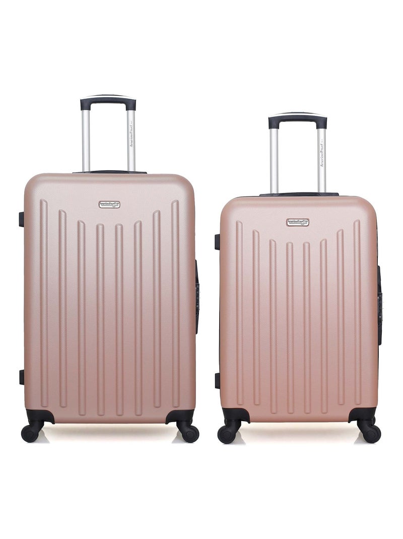 AMERICAN TRAVEL - Lot de 2 - Valise grand format et valise weekend BROOKLYN Rose clair - Kiabi