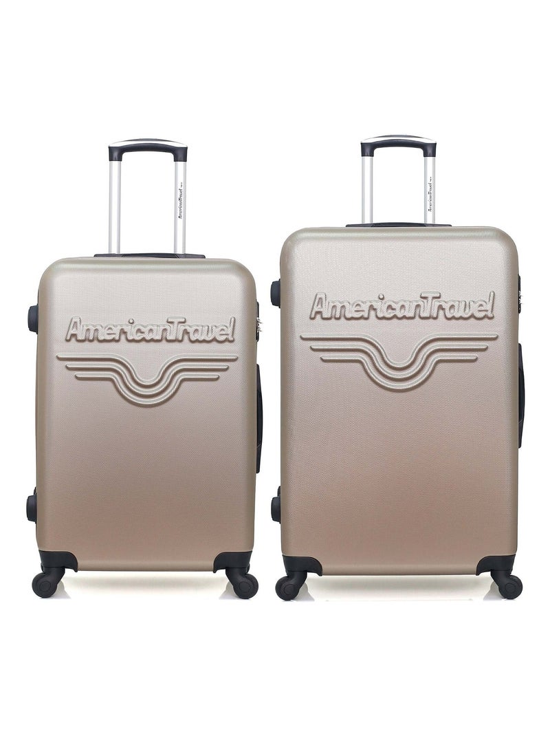 AMERICAN TRAVEL - Lot de 2 - Valise grand format et valise weekend CHELSEA Beige - Kiabi