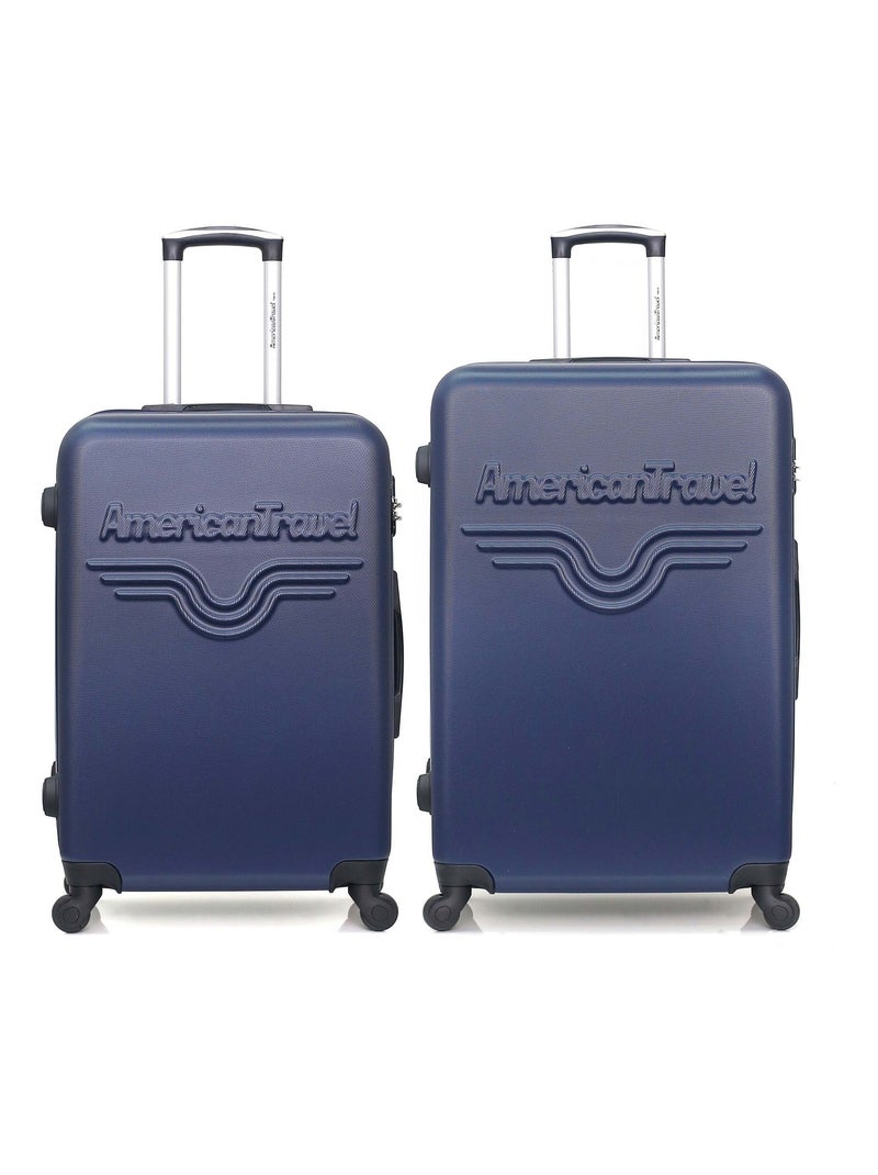 AMERICAN TRAVEL - Lot de 2 - Valise grand format et valise weekend CHELSEA Bleu marine - Kiabi