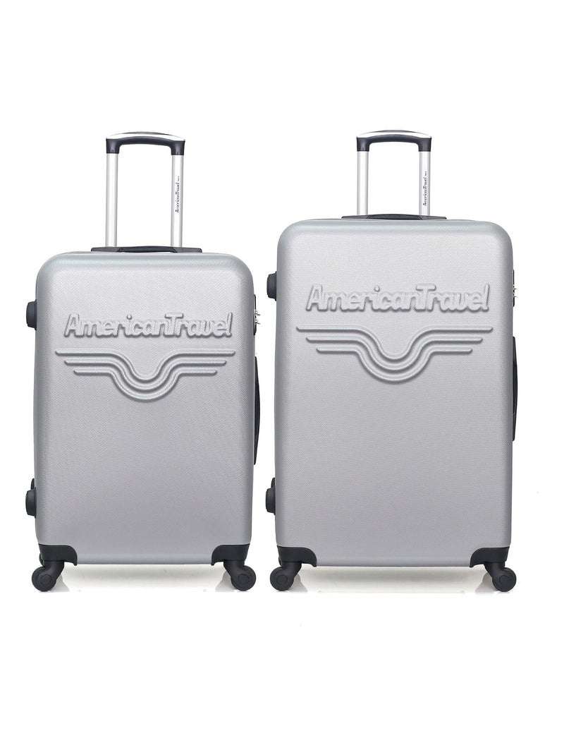 AMERICAN TRAVEL - Lot de 2 - Valise grand format et valise weekend CHELSEA Gris - Kiabi