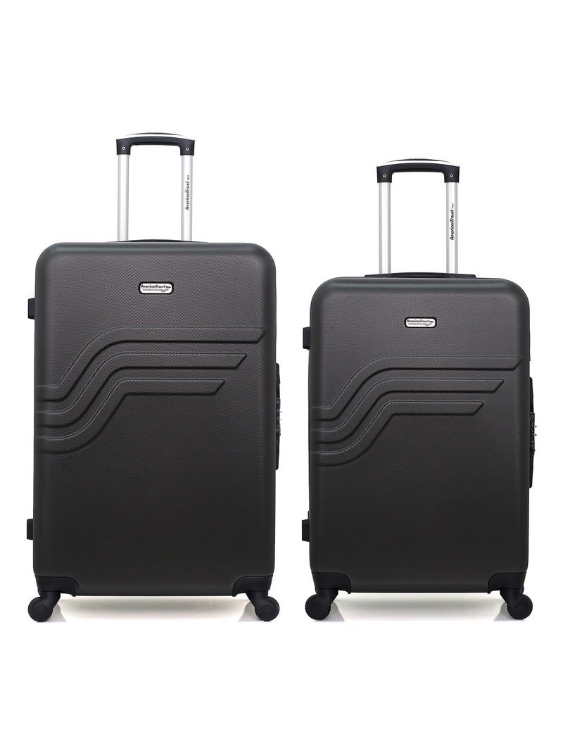 AMERICAN TRAVEL - Lot de 2 - Valise grand format et valise weekend QUEENS Gris foncé - Kiabi