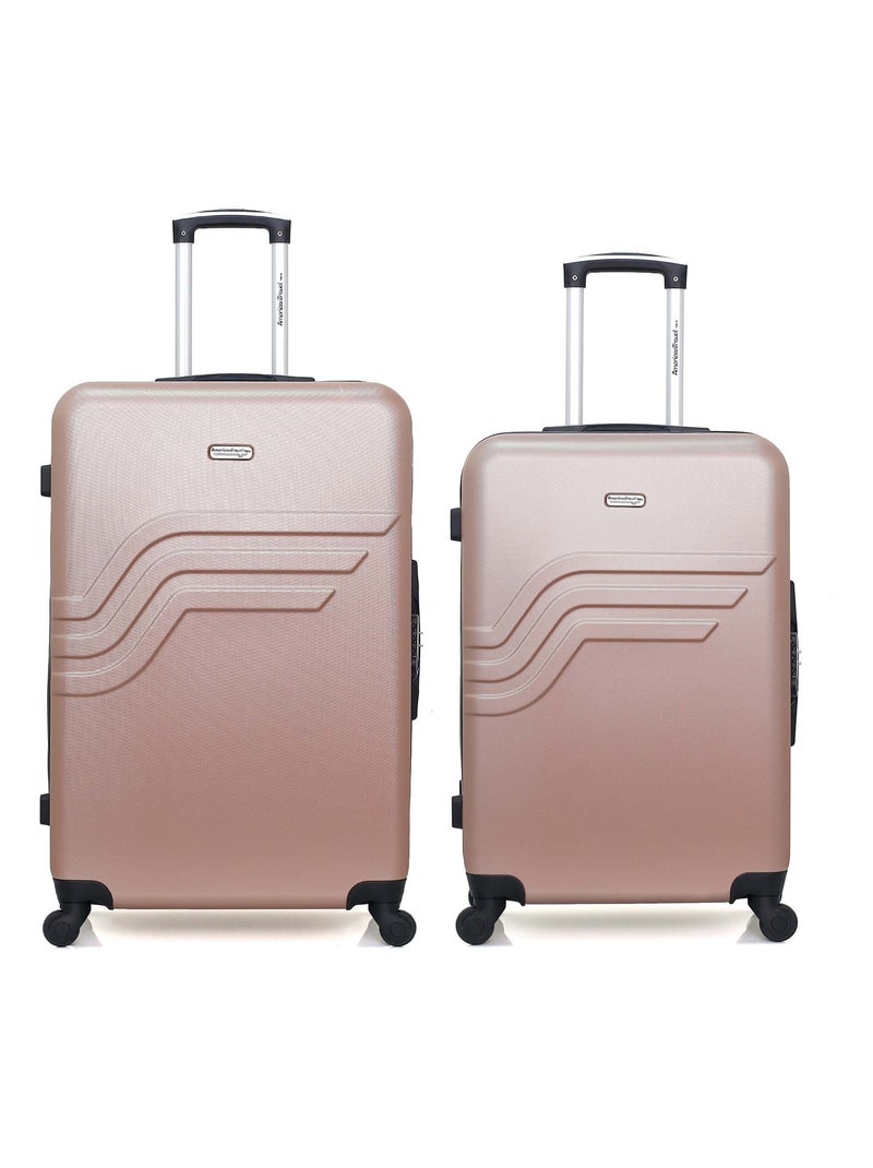 AMERICAN TRAVEL - Lot de 2 - Valise grand format et valise weekend QUEENS Rose clair - Kiabi