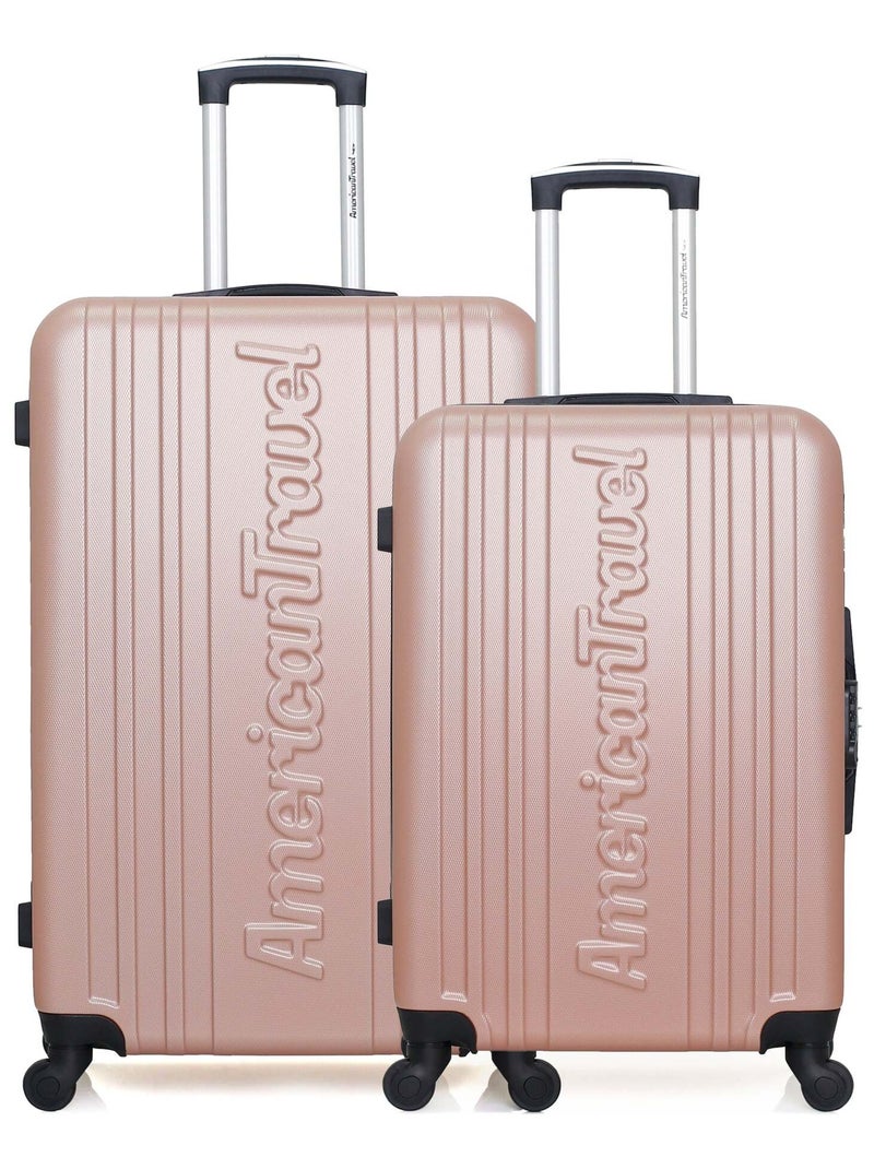 AMERICAN TRAVEL - Lot de 2 - Valise grand format et valise weekend SPRINGFIELD Rose clair - Kiabi