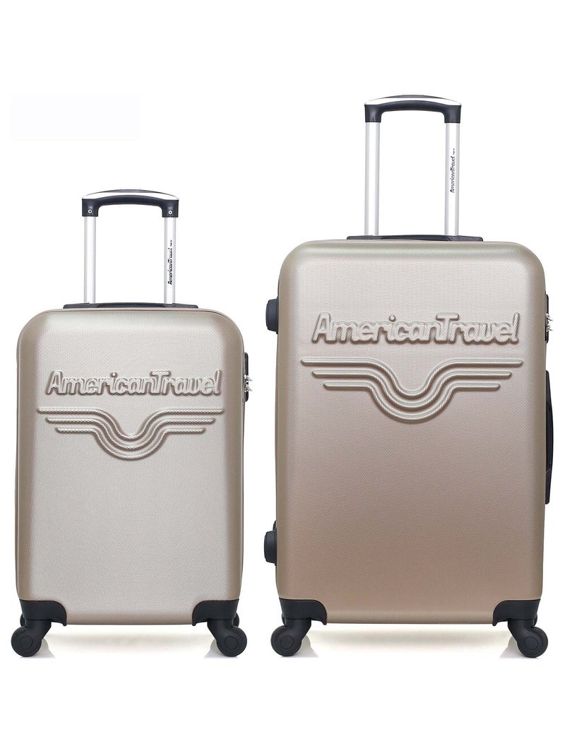 AMERICAN TRAVEL - Lot de 2 - Valise weekend et valise cabine CHELSEA Beige - Kiabi