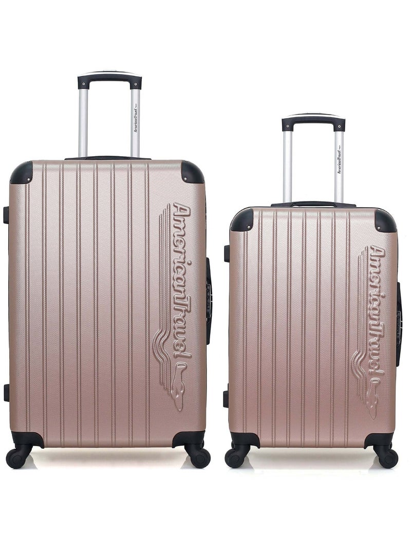 AMERICAN TRAVEL - Lot de 2 - Valises grand format et weekend BUDAPEST Rose clair - Kiabi