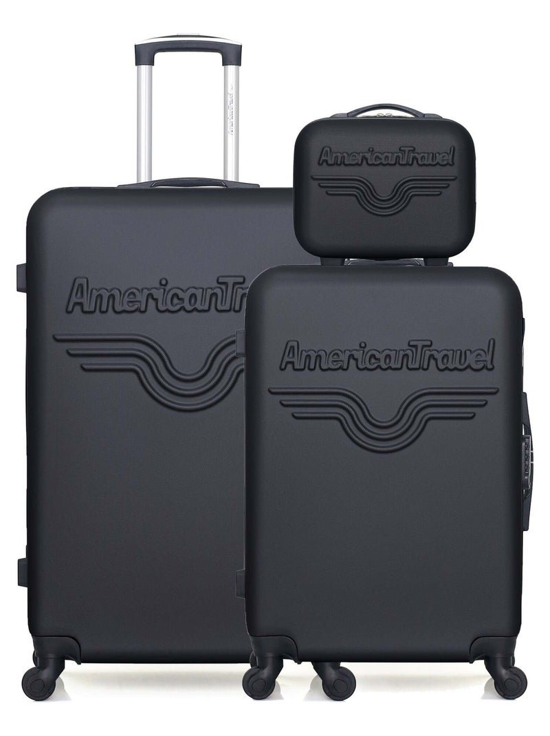 AMERICAN TRAVEL - Lot de 3 - Valise grand format, valise weekend et vanity CHELSEA Noir - Kiabi