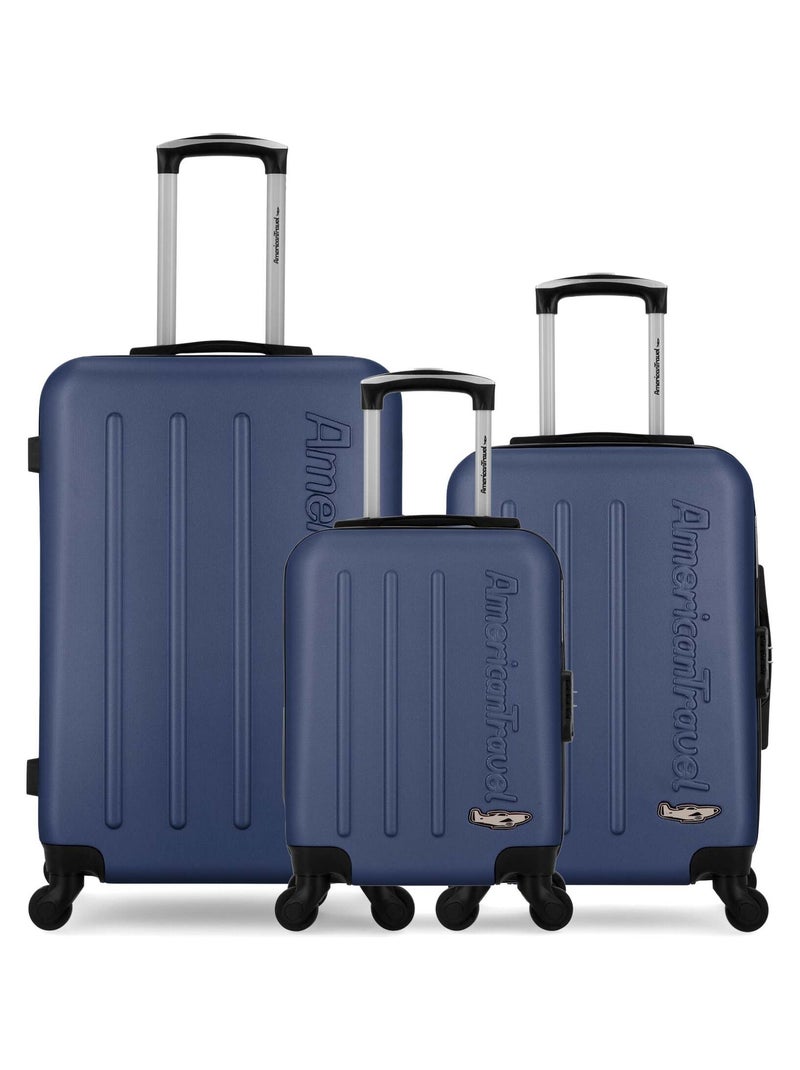 AMERICAN TRAVEL - Lot de 3 - Valise weekend, valise cabine et valise cabine XXS BRONX Bleu marine - Kiabi