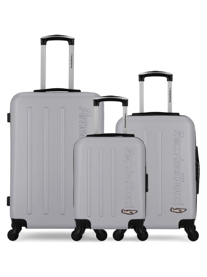 AMERICAN TRAVEL - Lot de 3 - Valise weekend, valise cabine et valise cabine XXS BRONX Gris - Kiabi