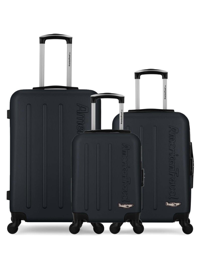 AMERICAN TRAVEL - Lot de 3 - Valise weekend, valise cabine et valise cabine XXS BRONX Noir - Kiabi