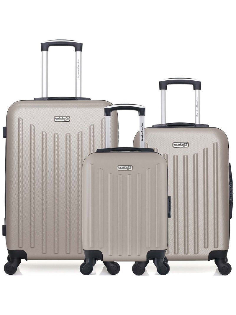 AMERICAN TRAVEL - Lot de 3 - Valise weekend, valise cabine et valise cabine XXS BROOKLYN Beige - Kiabi