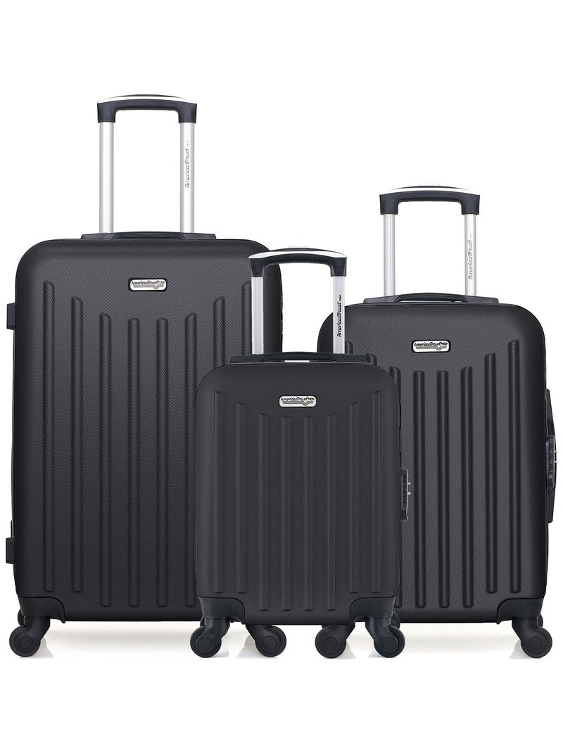 AMERICAN TRAVEL - Lot de 3 - Valise weekend, valise cabine et valise cabine XXS BROOKLYN Noir - Kiabi