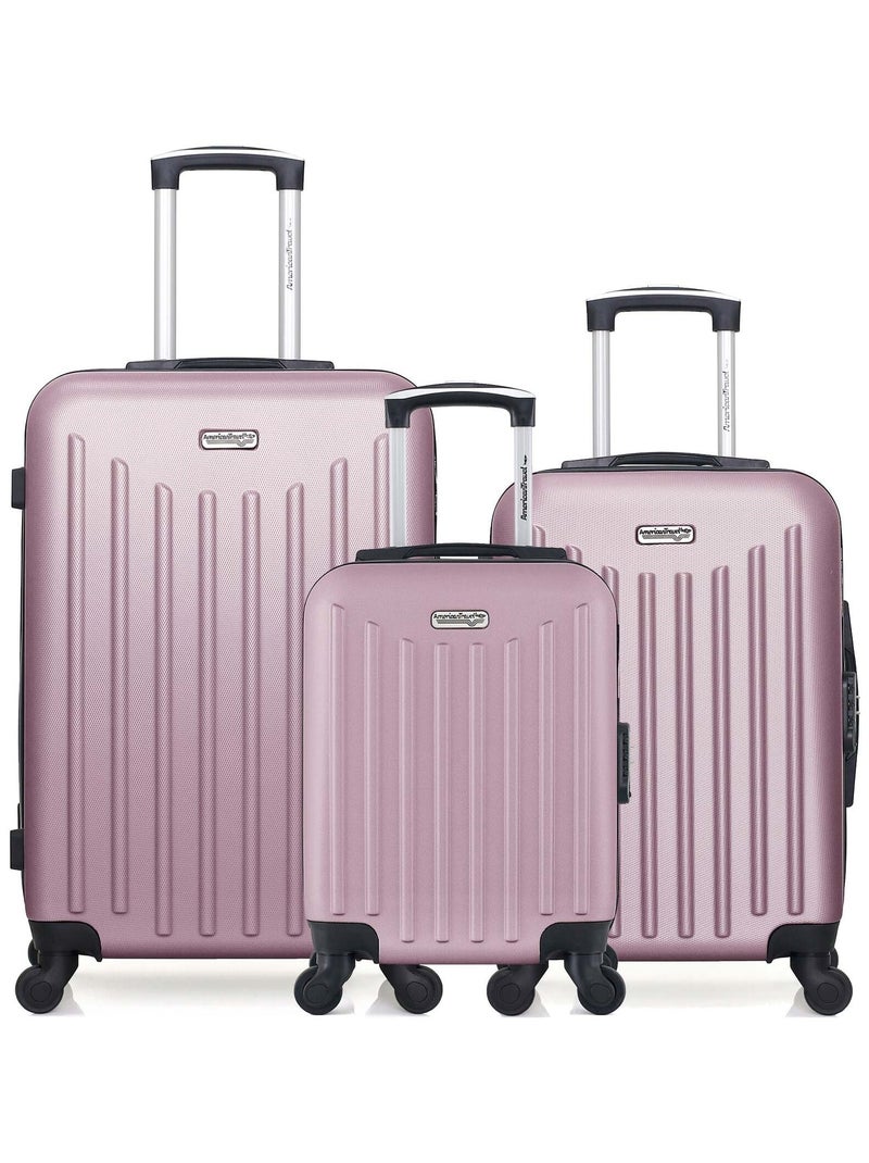 AMERICAN TRAVEL - Lot de 3 - Valise weekend, valise cabine et valise cabine XXS BROOKLYN Rose clair - Kiabi