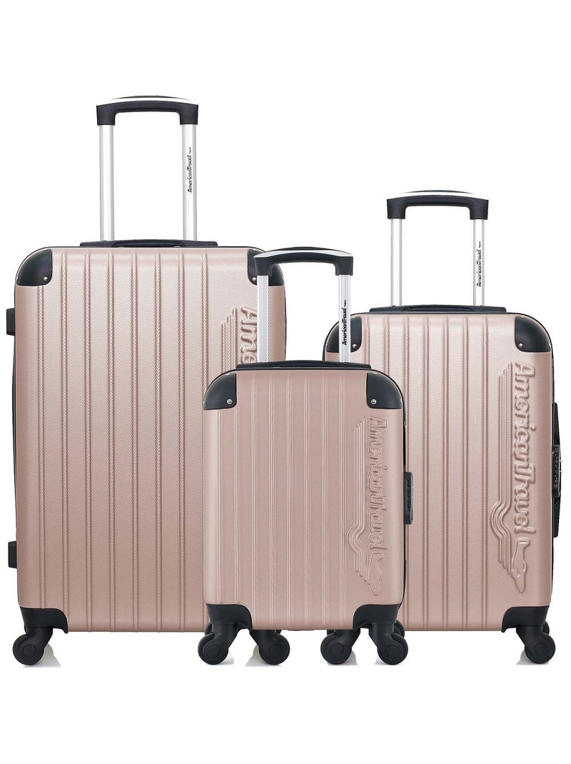AMERICAN TRAVEL - Lot de 3 - Valise weekend, valise cabine et valise cabine XXS BUDAPEST Rose clair - Kiabi