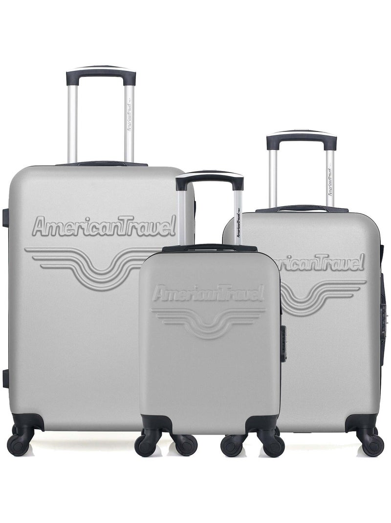 AMERICAN TRAVEL - Lot de 3 - Valise weekend, valise cabine et valise cabine XXS CHELSEA Gris - Kiabi