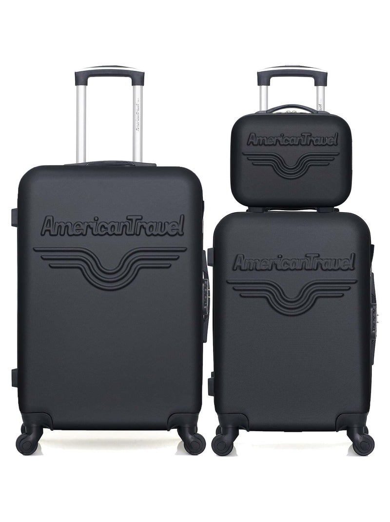AMERICAN TRAVEL - Lot de 3 - Valise weekend, valise cabine et vanity CHELSEA Noir - Kiabi
