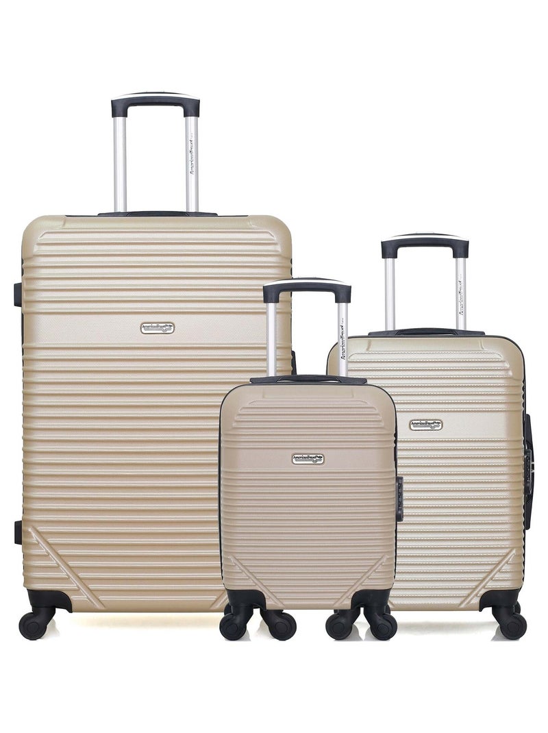 AMERICAN TRAVEL - Lot de 3 - Valises grand format, cabine et cabine XXS MEMPHIS Beige - Kiabi