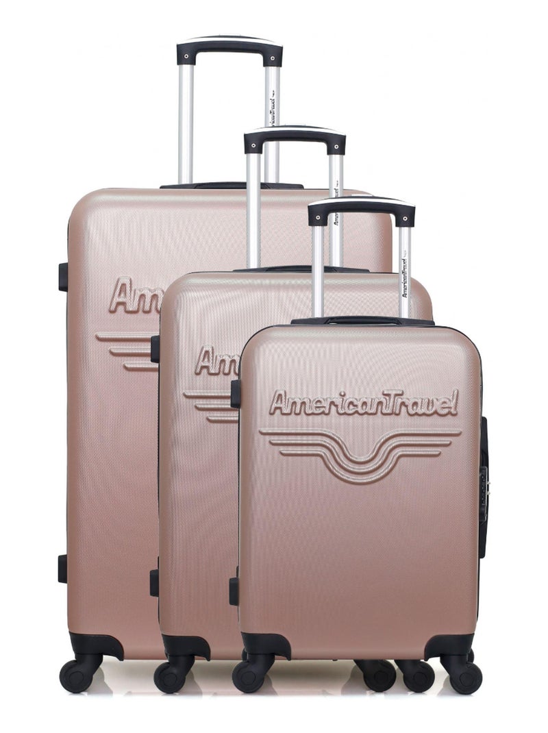 AMERICAN TRAVEL - SET DE 3 ABS CHELSEA 4 Roues Rose - Kiabi