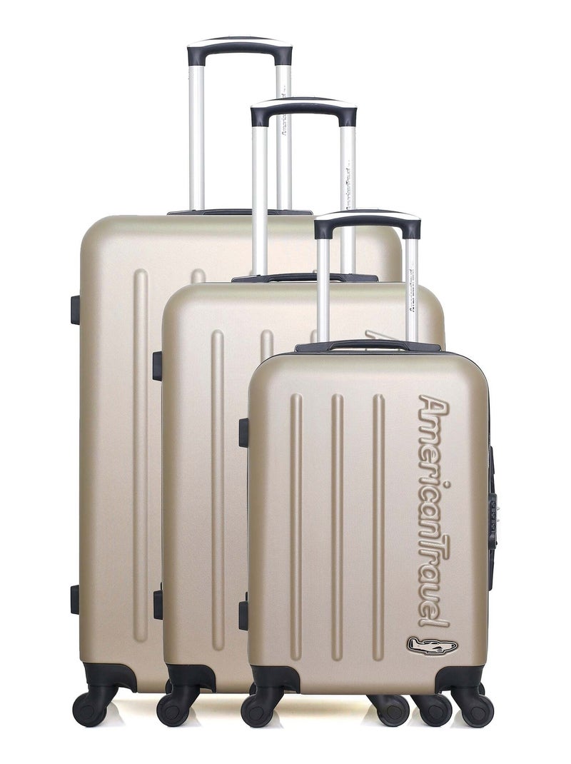 AMERICAN TRAVEL - Set de 3 Valises BRONX 75 cm 4 Roues Beige - Kiabi