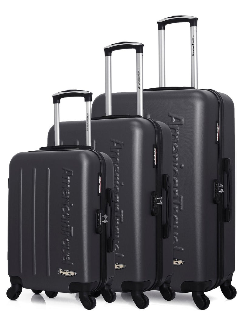 AMERICAN TRAVEL - Set de 3 Valises BRONX 75 cm 4 Roues Noir - Kiabi