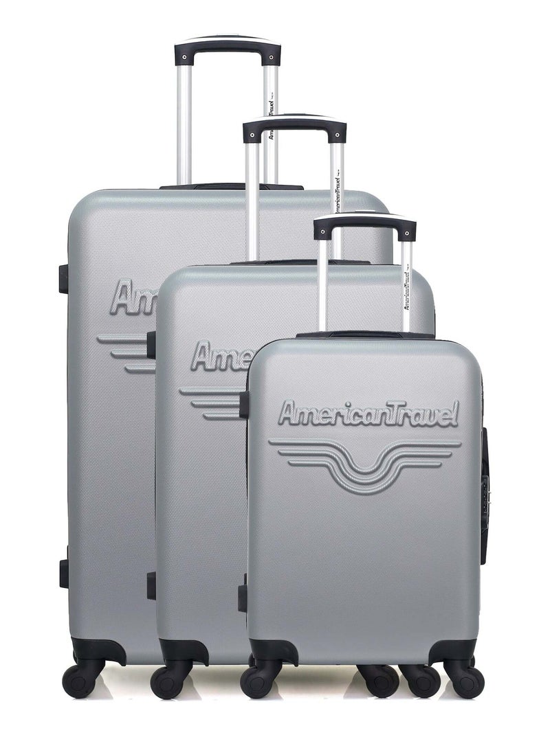 AMERICAN TRAVEL - Set de 3 Valises CHELSEA 75 cm 4 Roues Gris - Kiabi
