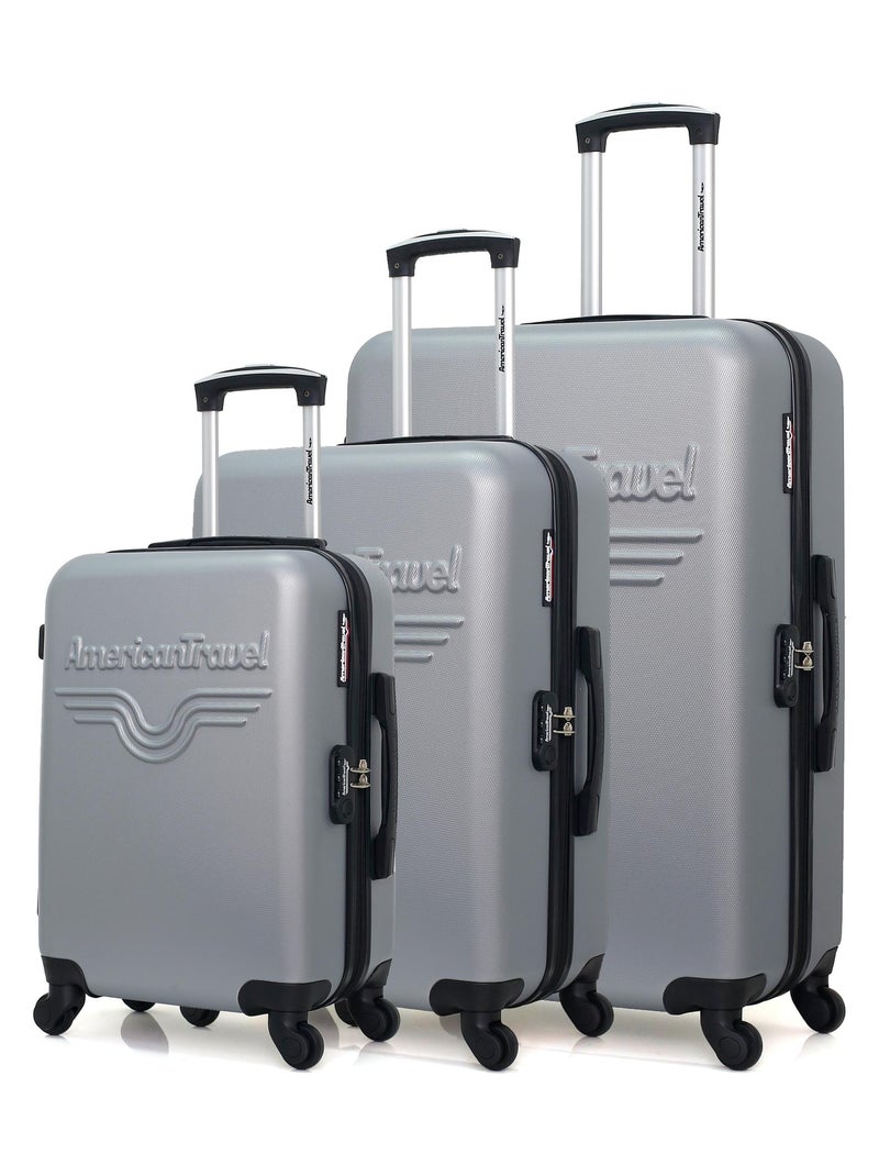 AMERICAN TRAVEL - Set de 3 Valises CHELSEA 75 cm 4 Roues Gris - Kiabi