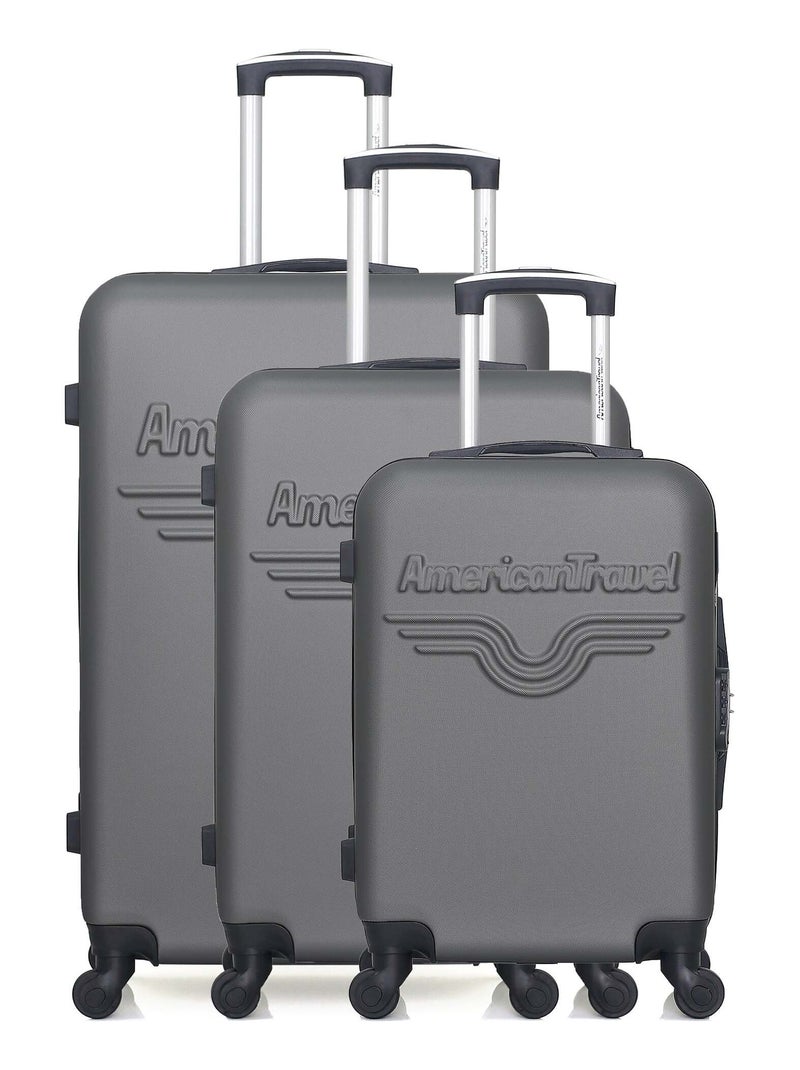 AMERICAN TRAVEL - Set de 3 Valises CHELSEA 75 cm 4 Roues Gris foncé - Kiabi
