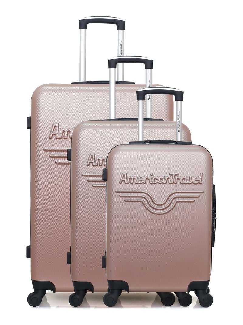 AMERICAN TRAVEL - Set de 3 Valises CHELSEA 75 cm 4 Roues Rose clair - Kiabi