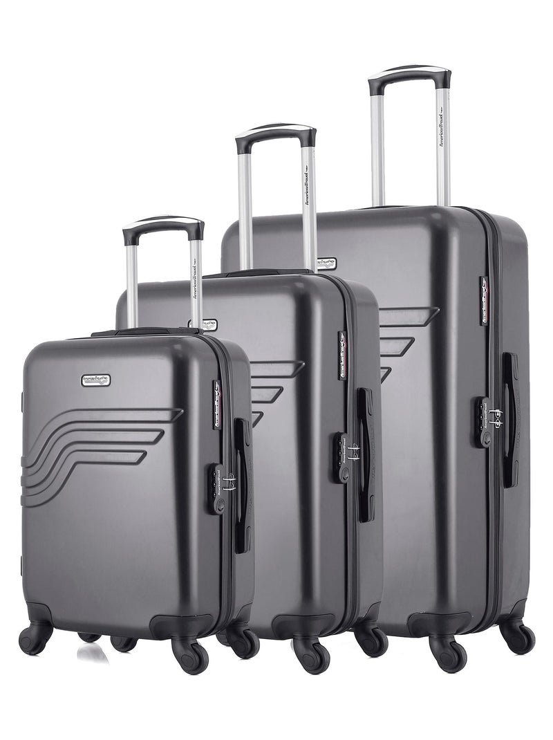 AMERICAN TRAVEL - Set de 3 Valises DETROIT 75 cm 4 Roues Gris foncé - Kiabi