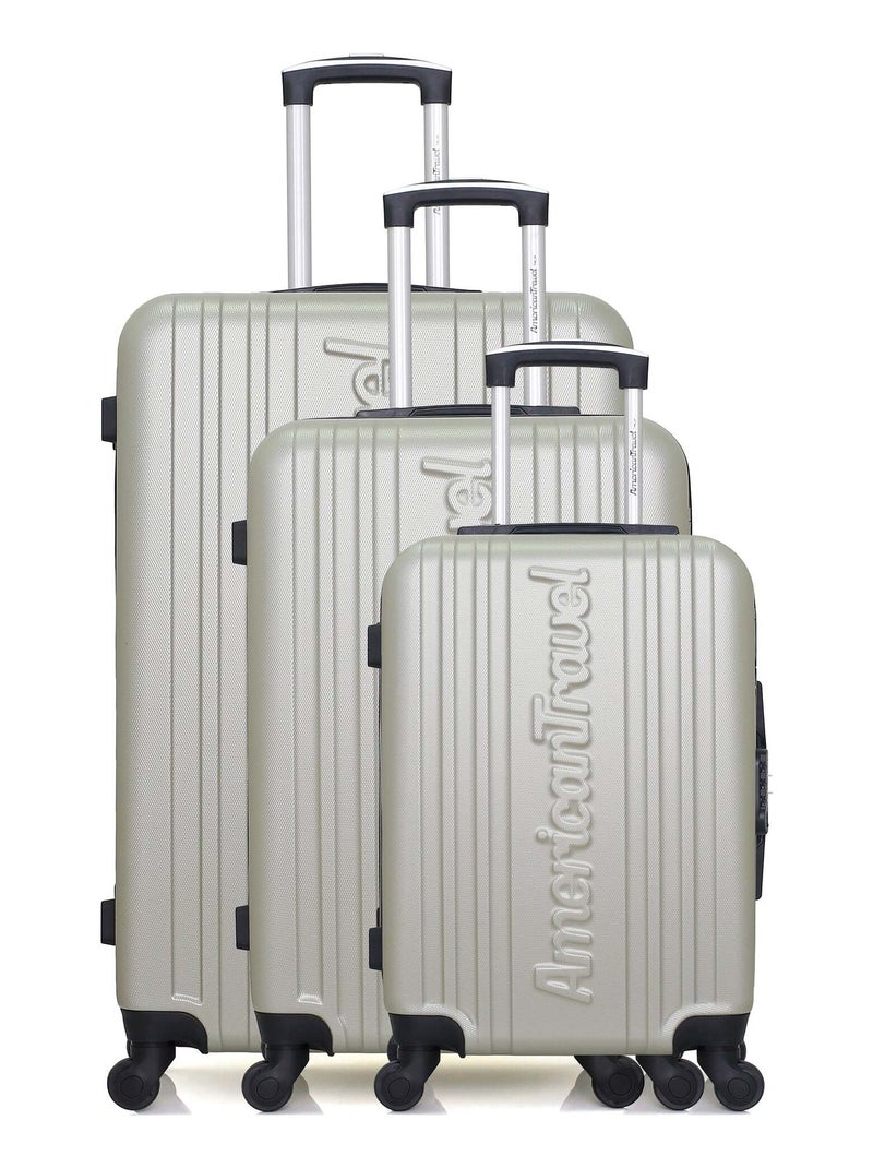AMERICAN TRAVEL - Set de 3 Valises SPRINGFIELD 75 cm 4 Roues Vert kaki - Kiabi